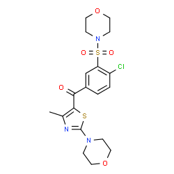 ChemSpider 2D Image | [4-Chloro-3-(4-morpholinylsulfonyl)phenyl][4-methyl-2-(4-morpholinyl)-1,3-thiazol-5-yl]methanone | C19H22ClN3O5S2