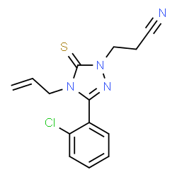 ChemSpider 2D Image | 3-[4-Allyl-3-(2-chlorophenyl)-5-thioxo-4,5-dihydro-1H-1,2,4-triazol-1-yl]propanenitrile | C14H13ClN4S