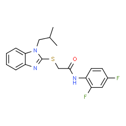 ChemSpider 2D Image | N-(2,4-Difluorophenyl)-2-[(1-isobutyl-1H-benzimidazol-2-yl)sulfanyl]acetamide | C19H19F2N3OS