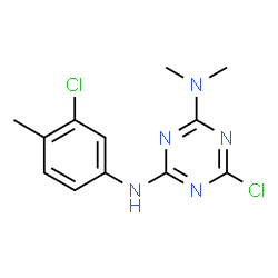ChemSpider 2D Image | 6-Chloro-N'-(3-chloro-4-methylphenyl)-N,N-dimethyl-1,3,5-triazine-2,4-diamine | C12H13Cl2N5