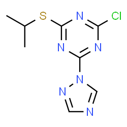 ChemSpider 2D Image | 2-Chloro-4-(isopropylsulfanyl)-6-(1H-1,2,4-triazol-1-yl)-1,3,5-triazine | C8H9ClN6S
