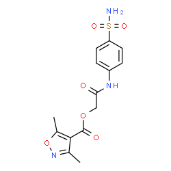 ChemSpider 2D Image | 2-Oxo-2-[(4-sulfamoylphenyl)amino]ethyl 3,5-dimethyl-1,2-oxazole-4-carboxylate | C14H15N3O6S