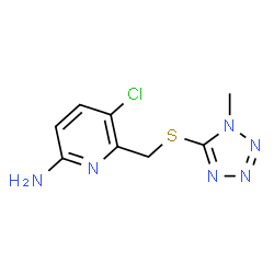 ChemSpider 2D Image | 5-Chloro-6-{[(1-methyl-1H-tetrazol-5-yl)sulfanyl]methyl}-2-pyridinamine | C8H9ClN6S
