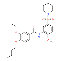ChemSpider 2D Image | 4-Butoxy-3-ethoxy-N-[2-methoxy-5-(1-piperidinylsulfonyl)phenyl]benzamide | C25H34N2O6S