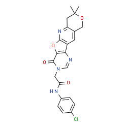 ChemSpider 2D Image | N-(4-Chlorophenyl)-2-(8,8-dimethyl-4-oxo-7,10-dihydro-8H-pyrano[3'',4'':5',6']pyrido[3',2':4,5]furo[3,2-d]pyrimidin-3(4H)-yl)acetamide | C22H19ClN4O4