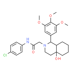 ChemSpider 2D Image | N-(4-Chlorophenyl)-2-[4a-hydroxy-1-(3,4,5-trimethoxyphenyl)octahydro-2(1H)-isoquinolinyl]acetamide | C26H33ClN2O5