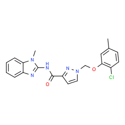 ChemSpider 2D Image | 1-[(2-Chloro-5-methylphenoxy)methyl]-N-(1-methyl-1H-benzimidazol-2-yl)-1H-pyrazole-3-carboxamide | C20H18ClN5O2