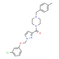 ChemSpider 2D Image | {1-[(3-Chlorophenoxy)methyl]-1H-pyrazol-3-yl}[4-(4-methylbenzyl)-1-piperazinyl]methanone | C23H25ClN4O2