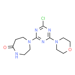ChemSpider 2D Image | 1-[4-Chloro-6-(4-morpholinyl)-1,3,5-triazin-2-yl]-1,4-diazepan-5-one | C12H17ClN6O2