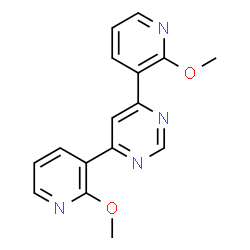 ChemSpider 2D Image | 4,6-Bis(2-methoxy-3-pyridinyl)pyrimidine | C16H14N4O2