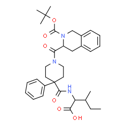 ChemSpider 2D Image | N-({1-[(2-{[(2-Methyl-2-propanyl)oxy]carbonyl}-1,2,3,4-tetrahydro-3-isoquinolinyl)carbonyl]-4-phenyl-4-piperidinyl}carbonyl)isoleucine | C33H43N3O6