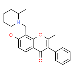 ChemSpider 2D Image | 7-Hydroxy-2-methyl-8-[(2-methyl-1-piperidinyl)methyl]-3-phenyl-4H-chromen-4-one | C23H25NO3
