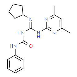 ChemSpider 2D Image | 1-[N'-Cyclopentyl-N-(4,6-dimethyl-2-pyrimidinyl)carbamimidoyl]-3-phenylurea | C19H24N6O