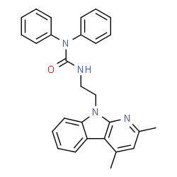 ChemSpider 2D Image | 3-[2-(2,4-Dimethyl-9H-pyrido[2,3-b]indol-9-yl)ethyl]-1,1-diphenylurea | C28H26N4O
