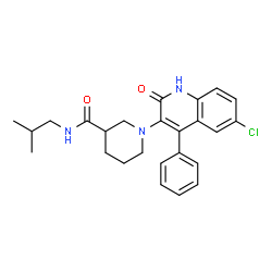 ChemSpider 2D Image | 1-(6-Chloro-2-oxo-4-phenyl-1,2-dihydro-3-quinolinyl)-N-isobutyl-3-piperidinecarboxamide | C25H28ClN3O2