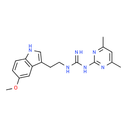 ChemSpider 2D Image | 1-(4,6-Dimethyl-2-pyrimidinyl)-3-[2-(5-methoxy-1H-indol-3-yl)ethyl]guanidine | C18H22N6O