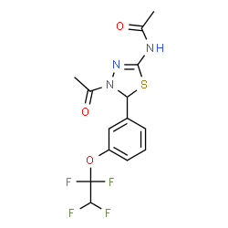 ChemSpider 2D Image | N-{4-Acetyl-5-[3-(1,1,2,2-tetrafluoroethoxy)phenyl]-4,5-dihydro-1,3,4-thiadiazol-2-yl}acetamide | C14H13F4N3O3S