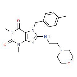 ChemSpider 2D Image | 1,3-Dimethyl-7-(4-methylbenzyl)-8-{[2-(4-morpholinyl)ethyl]amino}-3,7-dihydro-1H-purine-2,6-dione | C21H28N6O3