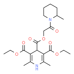 ChemSpider 2D Image | 3,5-Diethyl 4-[2-(2-methyl-1-piperidinyl)-2-oxoethyl] 2,6-dimethyl-1,4-dihydro-3,4,5-pyridinetricarboxylate | C22H32N2O7