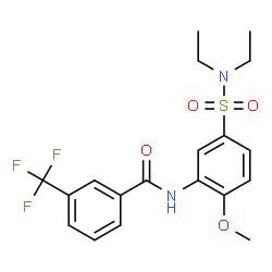 ChemSpider 2D Image | N-[5-(Diethylsulfamoyl)-2-methoxyphenyl]-3-(trifluoromethyl)benzamide | C19H21F3N2O4S