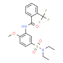 ChemSpider 2D Image | N-[5-(Diethylsulfamoyl)-2-methoxyphenyl]-2-(trifluoromethyl)benzamide | C19H21F3N2O4S