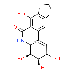ChemSpider 2D Image | (3R,4S,4aR)-2,3,4,7-Tetrahydroxy-3,4,4a,5-tetrahydro[1,3]dioxolo[4,5-j]phenanthridin-6(2H)-one | C14H13NO7