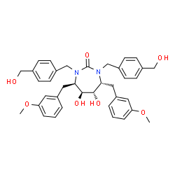 ChemSpider 2D Image | (4R,5S,6S,7R)-5,6-Dihydroxy-1,3-bis[4-(hydroxymethyl)benzyl]-4,7-bis(3-methoxybenzyl)-1,3-diazepan-2-one | C37H42N2O7