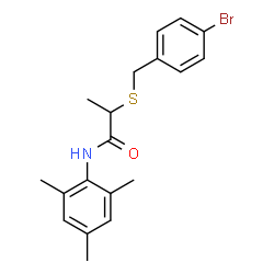 ChemSpider 2D Image | 2-[(4-Bromobenzyl)sulfanyl]-N-mesitylpropanamide | C19H22BrNOS