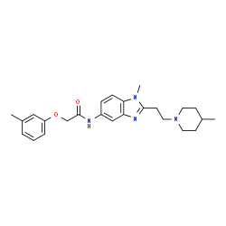 ChemSpider 2D Image | N-{1-Methyl-2-[2-(4-methyl-1-piperidinyl)ethyl]-1H-benzimidazol-5-yl}-2-(3-methylphenoxy)acetamide | C25H32N4O2