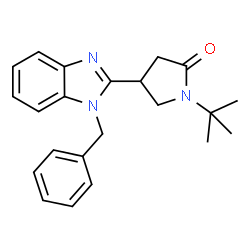 ChemSpider 2D Image | 4-(1-Benzyl-1H-benzoimidazol-2-yl)-1-tert-butyl-pyrrolidin-2-one | C22H25N3O
