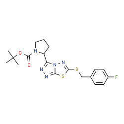 ChemSpider 2D Image | 2-Methyl-2-propanyl 2-{6-[(4-fluorobenzyl)sulfanyl][1,2,4]triazolo[3,4-b][1,3,4]thiadiazol-3-yl}-1-pyrrolidinecarboxylate | C19H22FN5O2S2