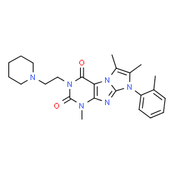 ChemSpider 2D Image | 1,6,7-Trimethyl-8-(2-methylphenyl)-3-[2-(1-piperidinyl)ethyl]-1H-imidazo[2,1-f]purine-2,4(3H,8H)-dione | C24H30N6O2
