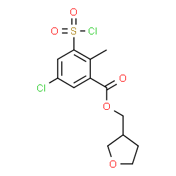 ChemSpider 2D Image | Tetrahydro-3-furanylmethyl 5-chloro-3-(chlorosulfonyl)-2-methylbenzoate | C13H14Cl2O5S