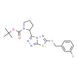 ChemSpider 2D Image | 2-Methyl-2-propanyl 2-{6-[(3-fluorobenzyl)sulfanyl][1,2,4]triazolo[3,4-b][1,3,4]thiadiazol-3-yl}-1-pyrrolidinecarboxylate | C19H22FN5O2S2