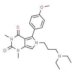 ChemSpider 2D Image | 6-[3-(Diethylamino)propyl]-5-(4-methoxyphenyl)-1,3-dimethyl-1H-pyrrolo[3,4-d]pyrimidine-2,4(3H,6H)-dione | C22H30N4O3