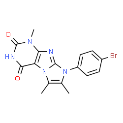 ChemSpider 2D Image | 8-(4-Bromophenyl)-1,6,7-trimethyl-1H-imidazo[2,1-f]purine-2,4(3H,8H)-dione | C16H14BrN5O2