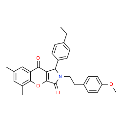 ChemSpider 2D Image | 1-(4-Ethylphenyl)-2-[2-(4-methoxyphenyl)ethyl]-5,7-dimethyl-1,2-dihydrochromeno[2,3-c]pyrrole-3,9-dione | C30H29NO4