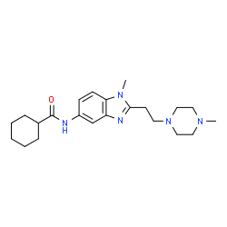 ChemSpider 2D Image | N-{1-Methyl-2-[2-(4-methyl-1-piperazinyl)ethyl]-1H-benzimidazol-5-yl}cyclohexanecarboxamide | C22H33N5O