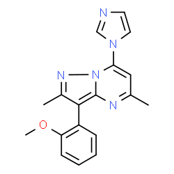 ChemSpider 2D Image | 7-(1H-Imidazol-1-yl)-3-(2-methoxyphenyl)-2,5-dimethylpyrazolo[1,5-a]pyrimidine | C18H17N5O