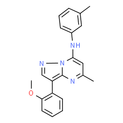 ChemSpider 2D Image | 3-(2-Methoxyphenyl)-5-methyl-N-(3-methylphenyl)pyrazolo[1,5-a]pyrimidin-7-amine | C21H20N4O