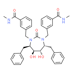 ChemSpider 2D Image | 3,3'-{[(4R,5S,6S,7R)-4,7-dibenzyl-5,6-dihydroxy-2-oxo-1,3-diazepane-1,3-diyl]dimethanediyl}bis(N-methylbenzamide) | C37H40N4O5
