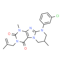 ChemSpider 2D Image | 9-(3-Chlorophenyl)-1,7-dimethyl-3-(2-methyl-2-propen-1-yl)-6,7,8,9-tetrahydropyrimido[2,1-f]purine-2,4(1H,3H)-dione | C20H22ClN5O2