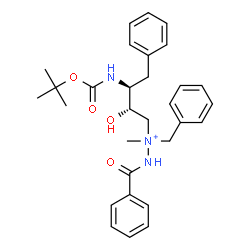 ChemSpider 2D Image | 2-Benzoyl-1-benzyl-1-[(2S,3S)-2-hydroxy-3-({[(2-methyl-2-propanyl)oxy]carbonyl}amino)-4-phenylbutyl]-1-methylhydrazinium | C30H38N3O4