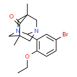 ChemSpider 2D Image | 2-(5-Bromo-2-ethoxyphenyl)-5,7-dimethyl-1,3-diazatricyclo[3.3.1.1~3,7~]decan-6-one | C18H23BrN2O2