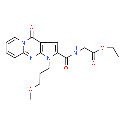 ChemSpider 2D Image | Ethyl N-{[1-(3-methoxypropyl)-4-oxo-1,4-dihydropyrido[1,2-a]pyrrolo[2,3-d]pyrimidin-2-yl]carbonyl}glycinate | C19H22N4O5