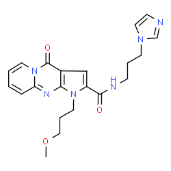 ChemSpider 2D Image | N-[3-(1H-Imidazol-1-yl)propyl]-1-(3-methoxypropyl)-4-oxo-1,4-dihydropyrido[1,2-a]pyrrolo[2,3-d]pyrimidine-2-carboxamide | C21H24N6O3