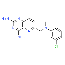 ChemSpider 2D Image | 6-{[(3-Chlorophenyl)(methyl)amino]methyl}pyrido[3,2-d]pyrimidine-2,4-diamine | C15H15ClN6
