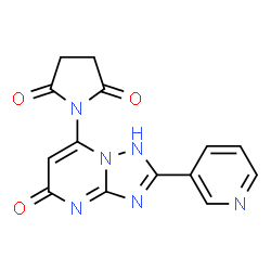 ChemSpider 2D Image | 2,5-pyrrolidinedione, 1-[5-hydroxy-2-(3-pyridinyl)[1,2,4]triazolo[1,5-a]pyrimidin-7-yl]- | C14H10N6O3