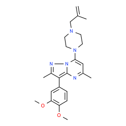 ChemSpider 2D Image | 3-(3,4-Dimethoxyphenyl)-2,5-dimethyl-7-[4-(2-methyl-2-propen-1-yl)-1-piperazinyl]pyrazolo[1,5-a]pyrimidine | C24H31N5O2
