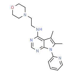 ChemSpider 2D Image | 5,6-Dimethyl-N-[2-(4-morpholinyl)ethyl]-7-(2-pyridinyl)-7H-pyrrolo[2,3-d]pyrimidin-4-amine | C19H24N6O